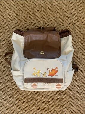 Disney Cream and Brown Hakuna Matata Canvas Backpack